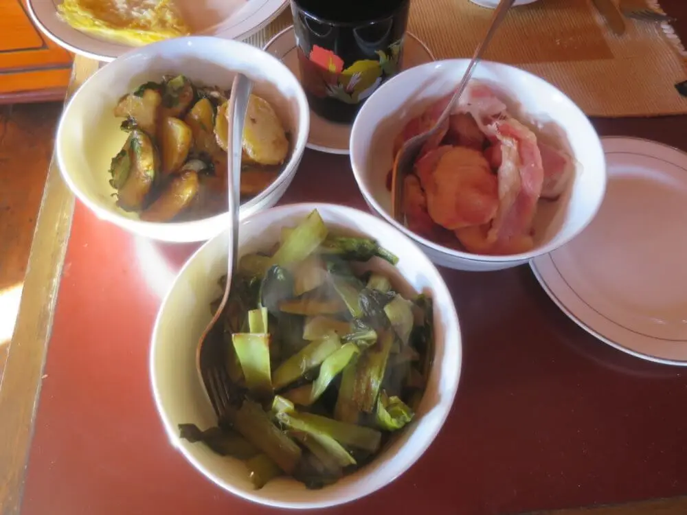 コンデ・マウンテンリゾートで提供された温かい夕食の料理。