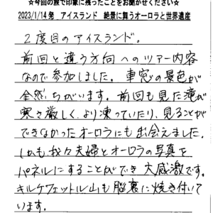 お客様の声:アイスランドツアー